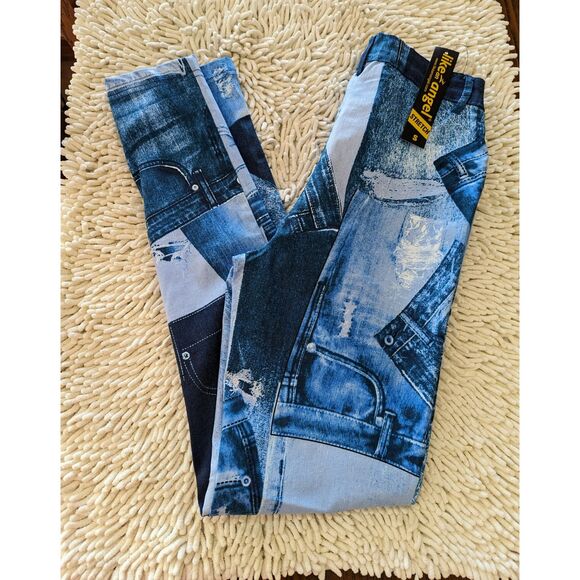 NWT  Like an Angel denim patch stretch leggings  Sz S - Picture 11 of 13
